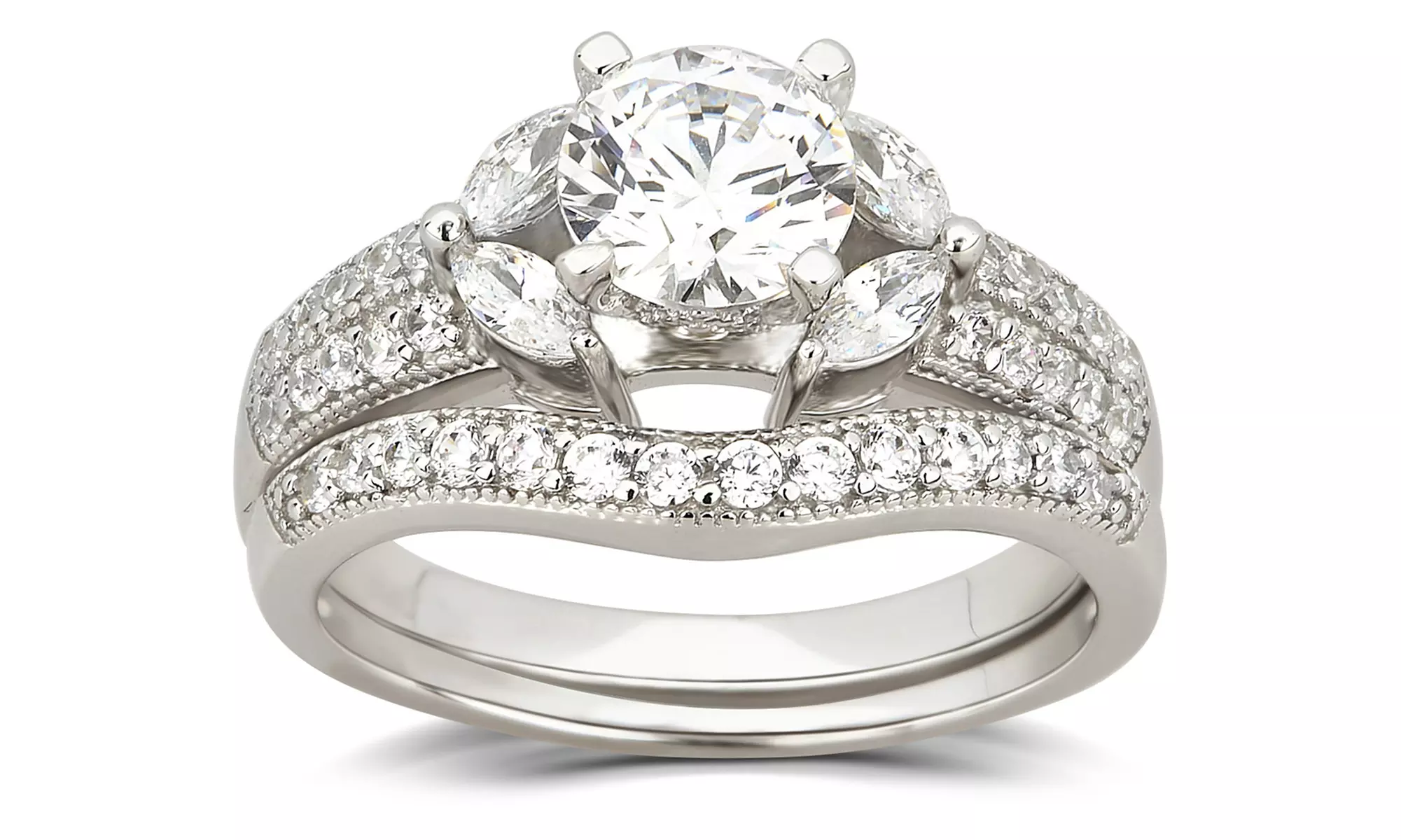 Bridal Ring Set in Sterling Silver made with Swarovski Elements and Cubic Zirconia - Primary Image