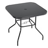 Image 8: Black Tempered Glass Coffee Table with Umbrella Hole 