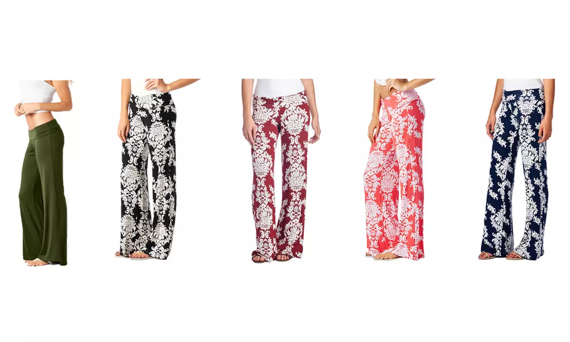 Women's Contrast Print Palazzo Pants - Primary Image