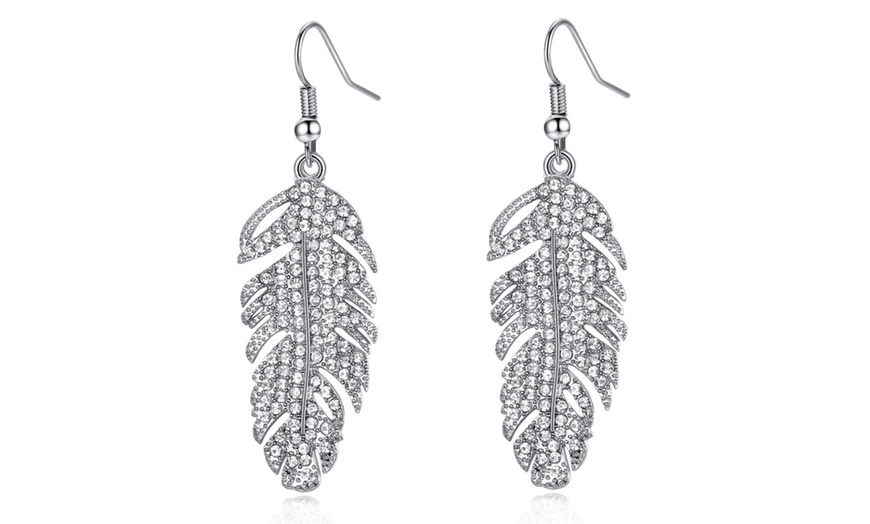 Image 3: Feather-Design Drop Earrings