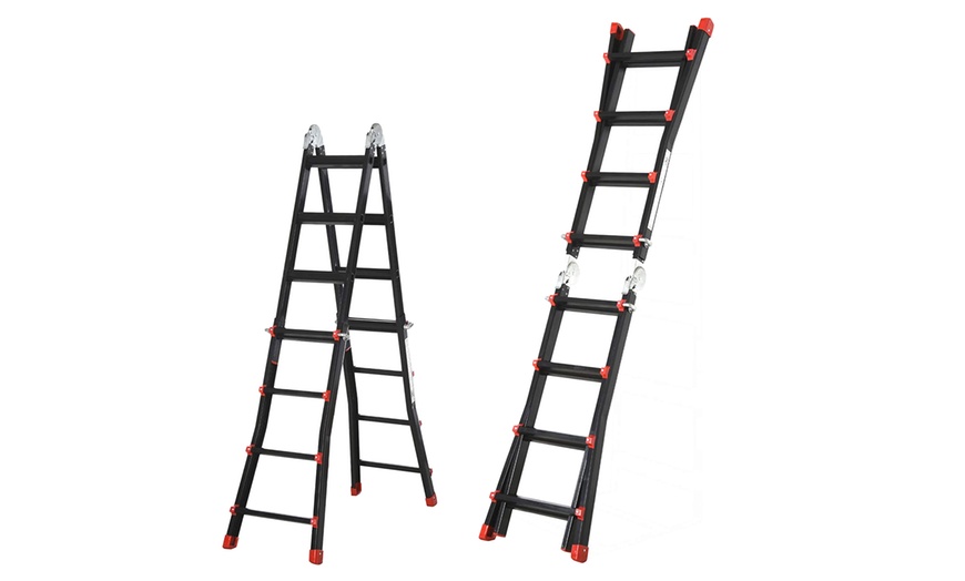 Image 11: HomCom Duo Aluminium Telescopic Ladder