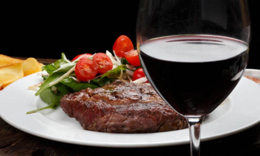 Image 1: Dine in Style-8oz Sirloin Steak & Wine Perfect for 2 or a Feast for 4