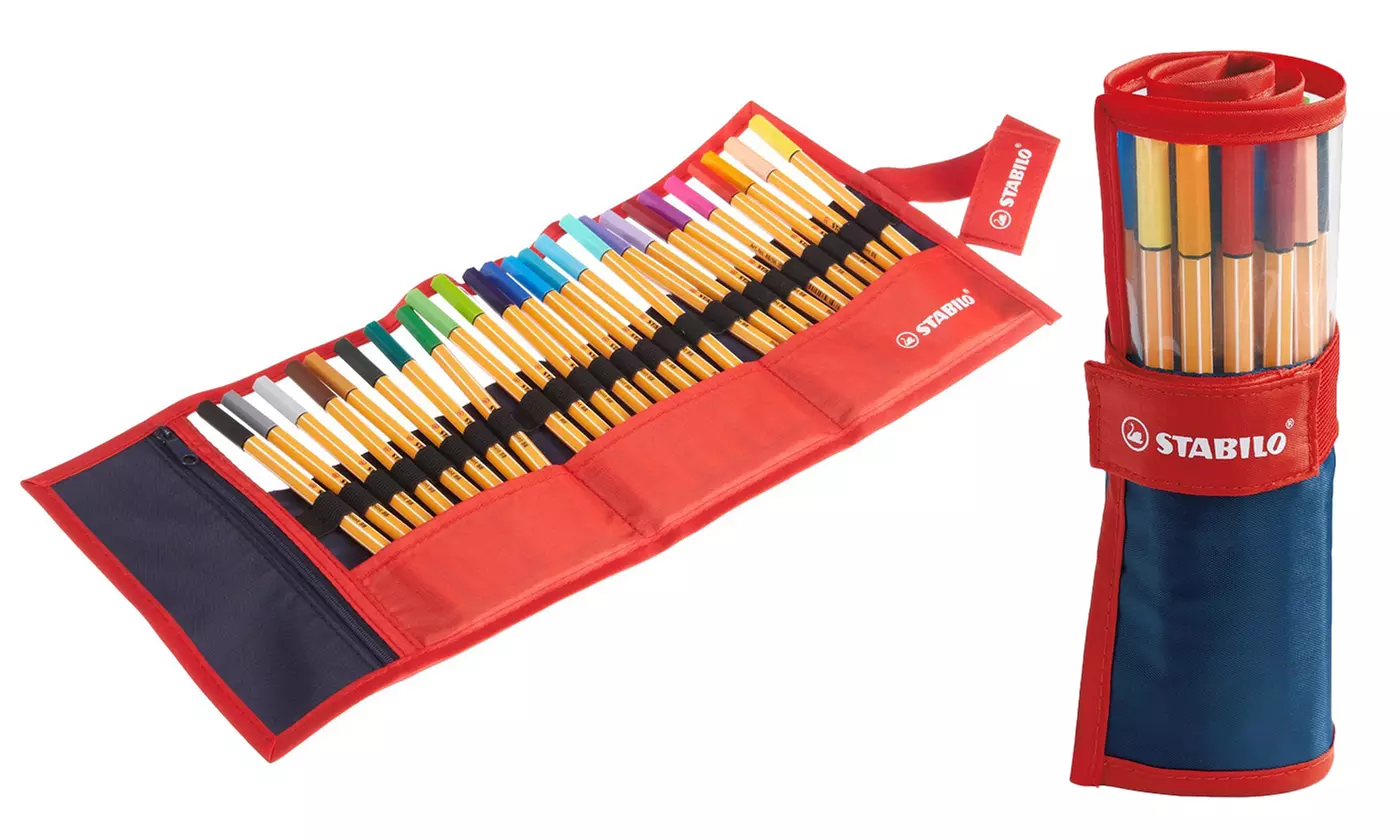 Stabilo Point 88 Fineliner Pen Sets with Carrying Case (25- or 30-Piece) - Second Medium