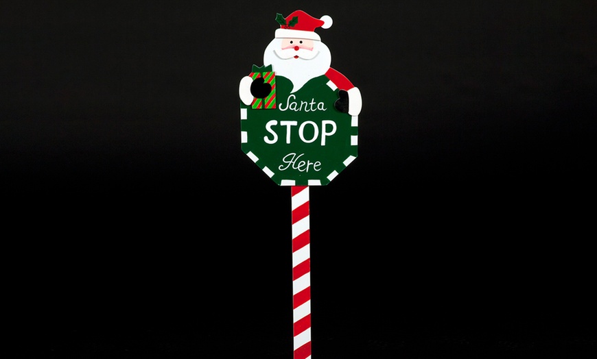 Image 3: Santa Stop Here Garden Stake