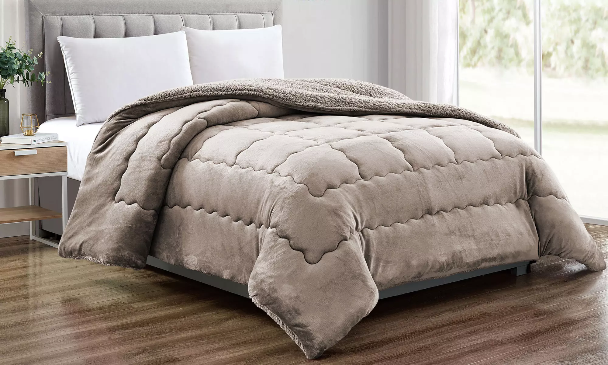 Couette double en velours Sherpa