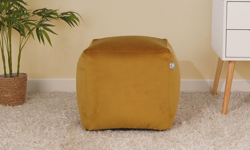 Image 3: rucomfy Velvet Cube Footstool