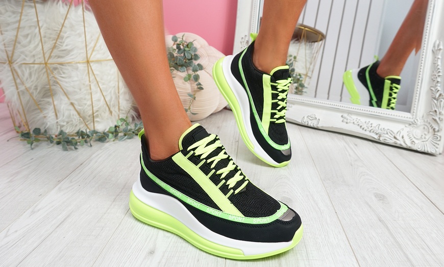 Image 3: Women's Lace-Up Sport Platform Trainers