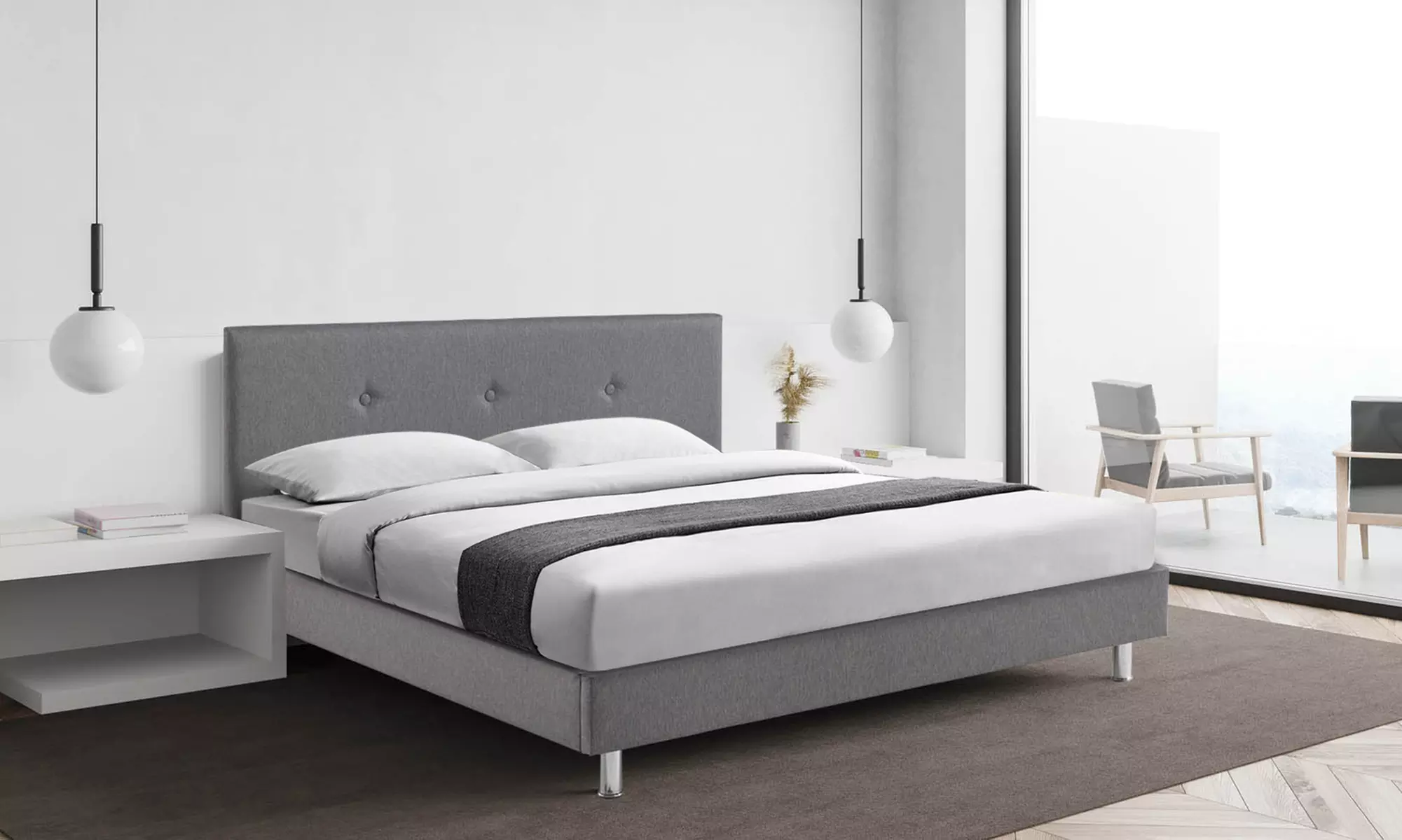 Lit "Barcelona" de la marque Sampur, en plusieurs tailles et coloris avec sommier et matelas en option Livraison offerte - Primary Image