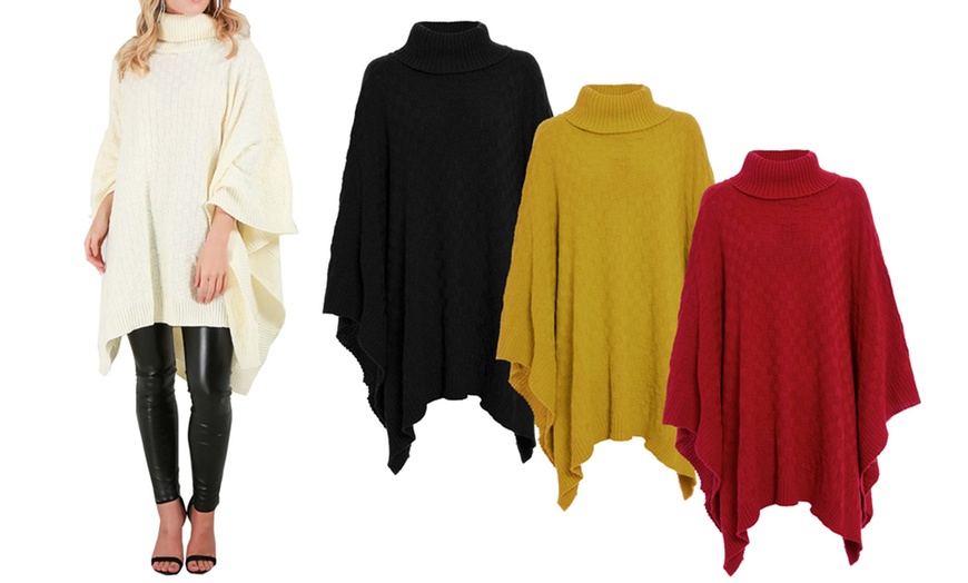 Image 1: Oops Oversize Roll Neck Poncho Jumper 