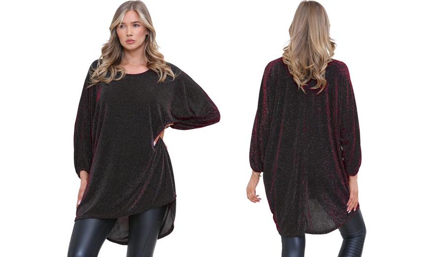 Image 6: Oversized Shiny Tunic Top