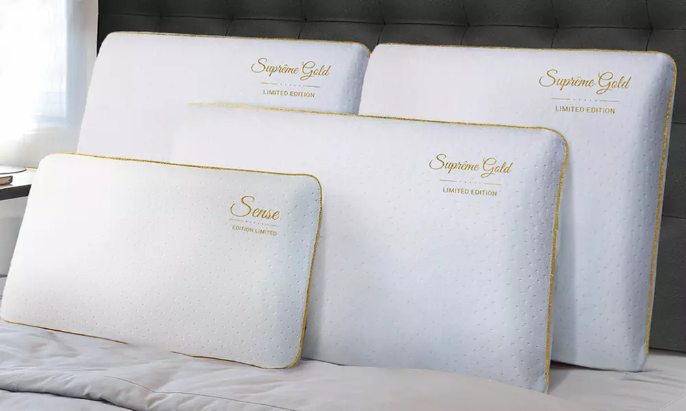 Sampur Suprême Gold Memory-Schaum-Kissen, limitierte Auflage, abnehmbarer Bezug, für optimale Unterstützung - Primary Image