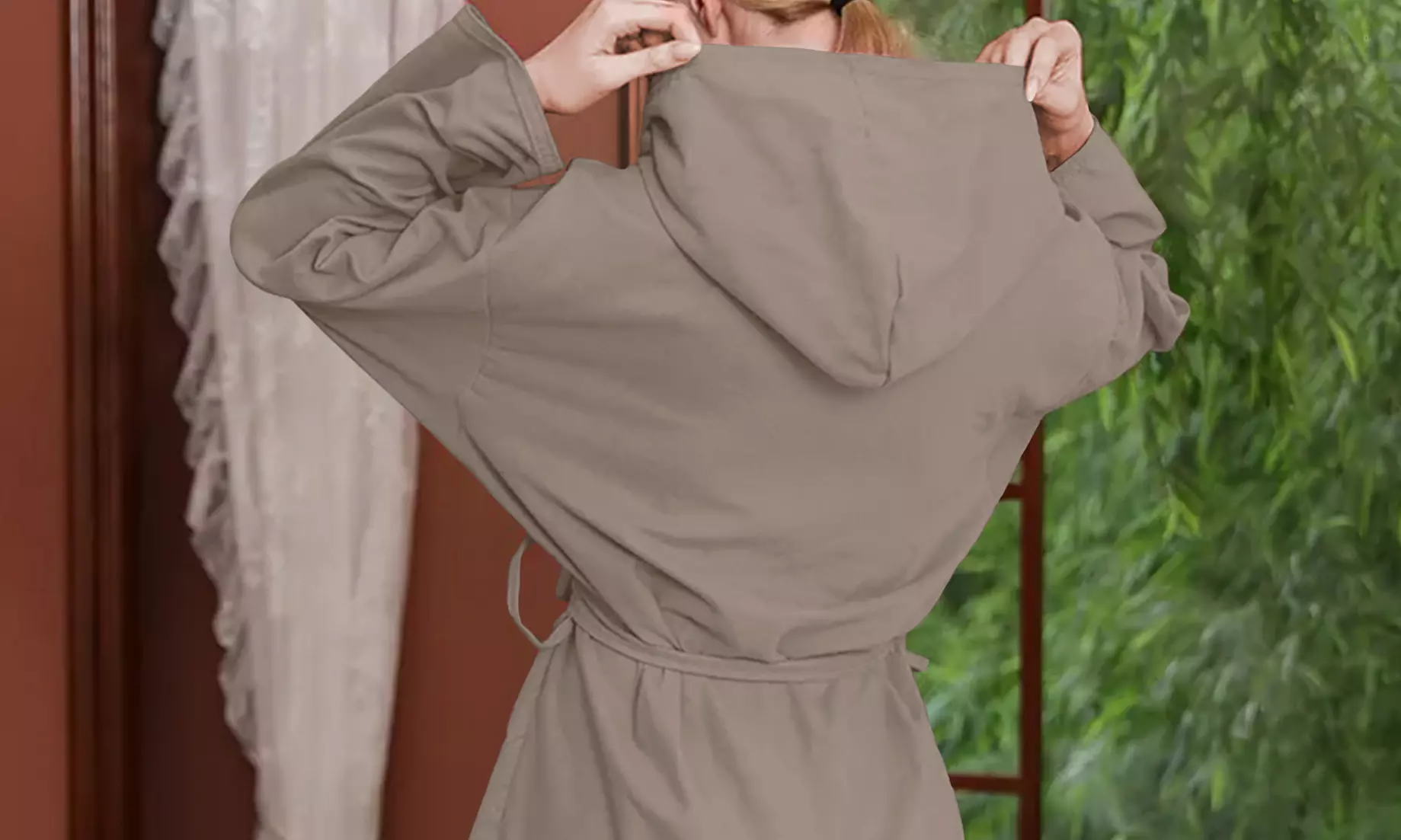 Accappatoio unisex in microfibra con cappuccio