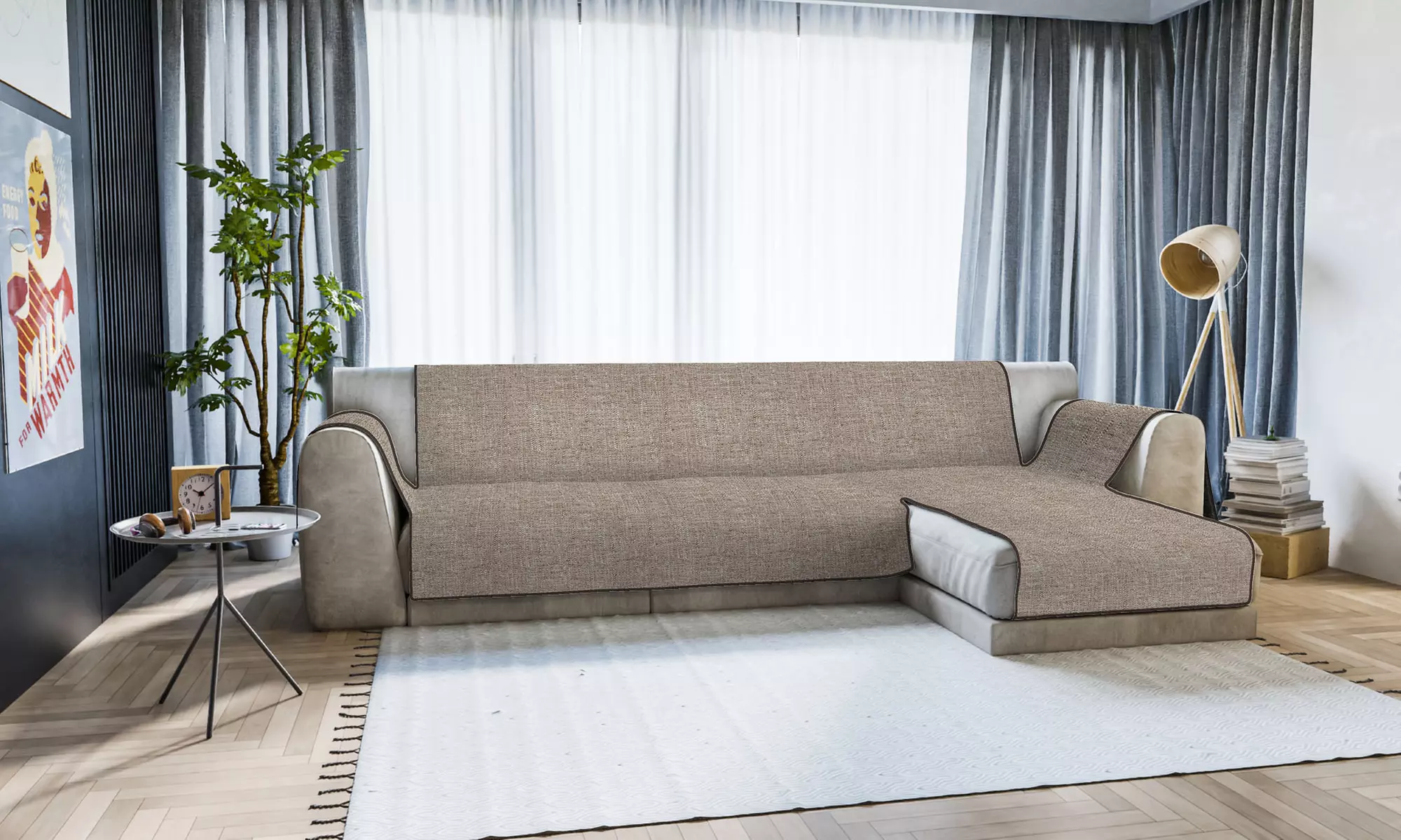 Copridivano antiscivolo con penisola