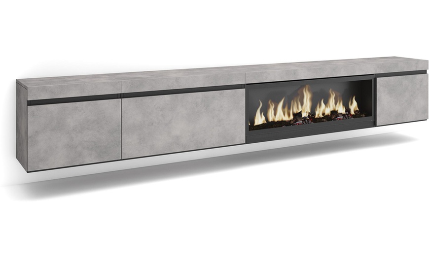 Image 20: Mueble TV '' Cozy'' con Chimenea Eléctrica XXL opcional y almacenaje