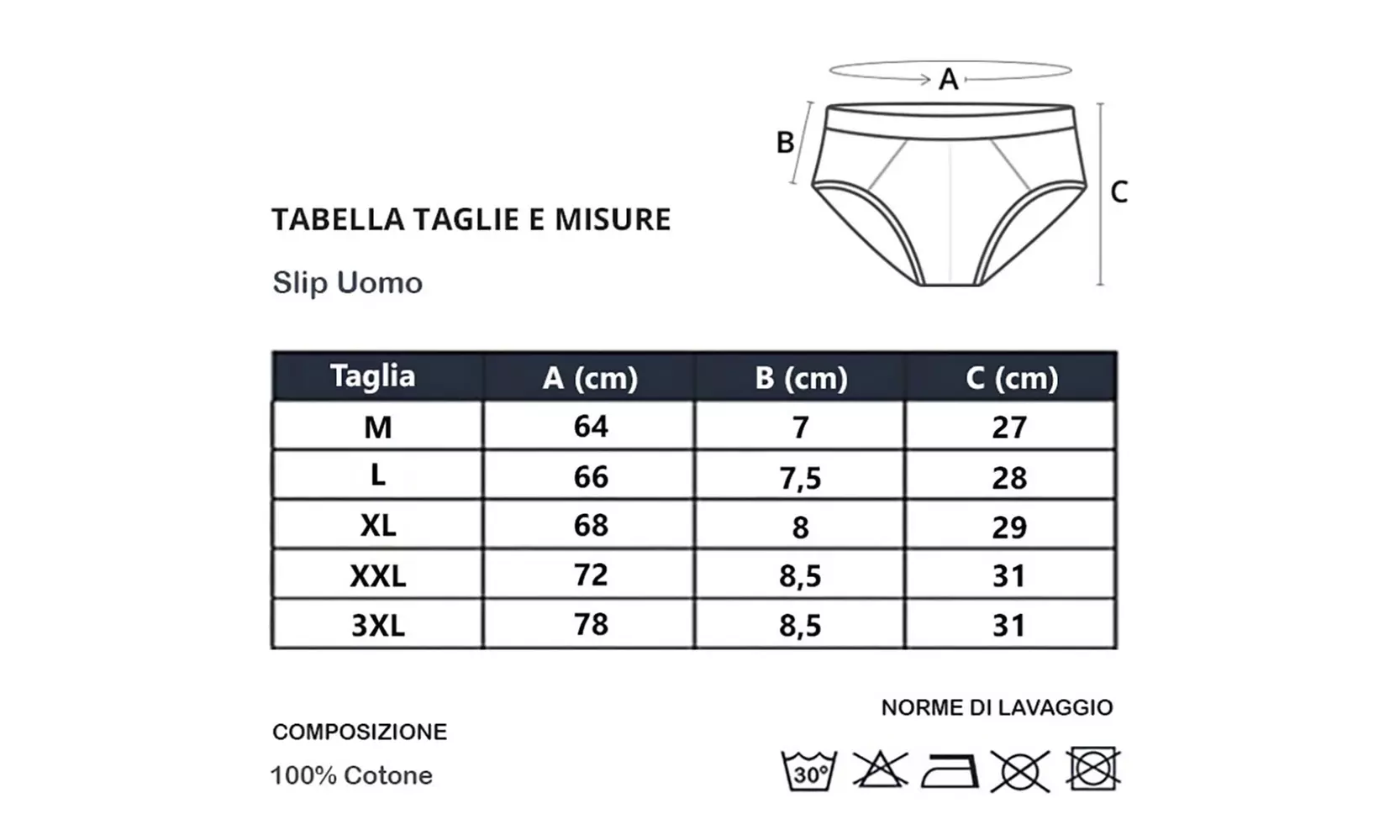 Fino a 12 slip uomo Liabel 100% cotone