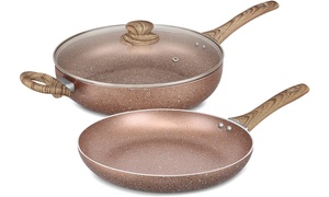 Non-Stick Marble Saucepan with Lid and Frying Pan