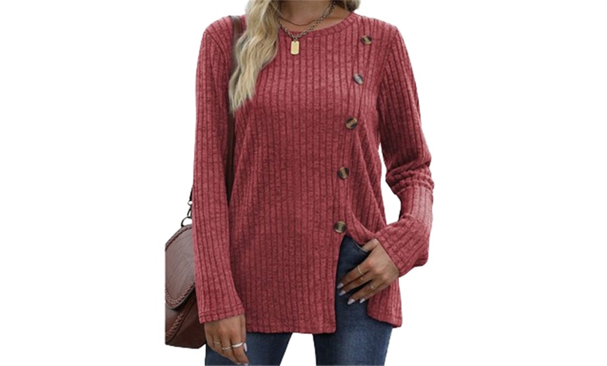 Image 6: Stylish Long Sleeve Top with Self Stripes