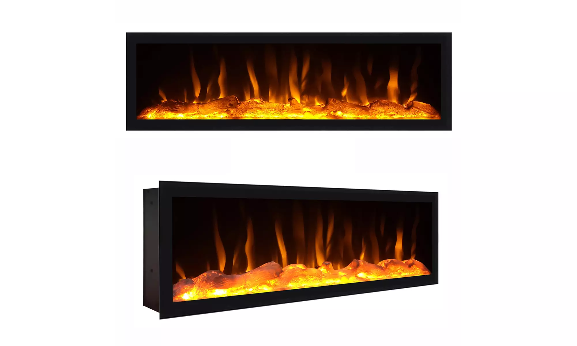 Elektrischer LED-Kamin COZY mit 3D-Feuereffekt, opt. mit Hängeboard