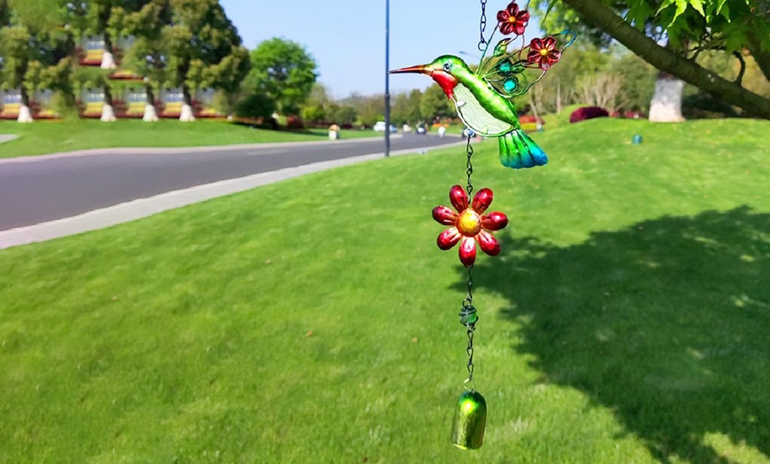 Image 5: Outdoor Hummingbird with Flower Hanging Decoration