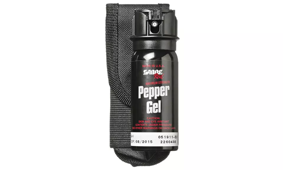 Sabre Red Tactical Self Defense Police Strength Pepper Gel With Flip Top and Belt Holster - 18ft Range - Primary Image