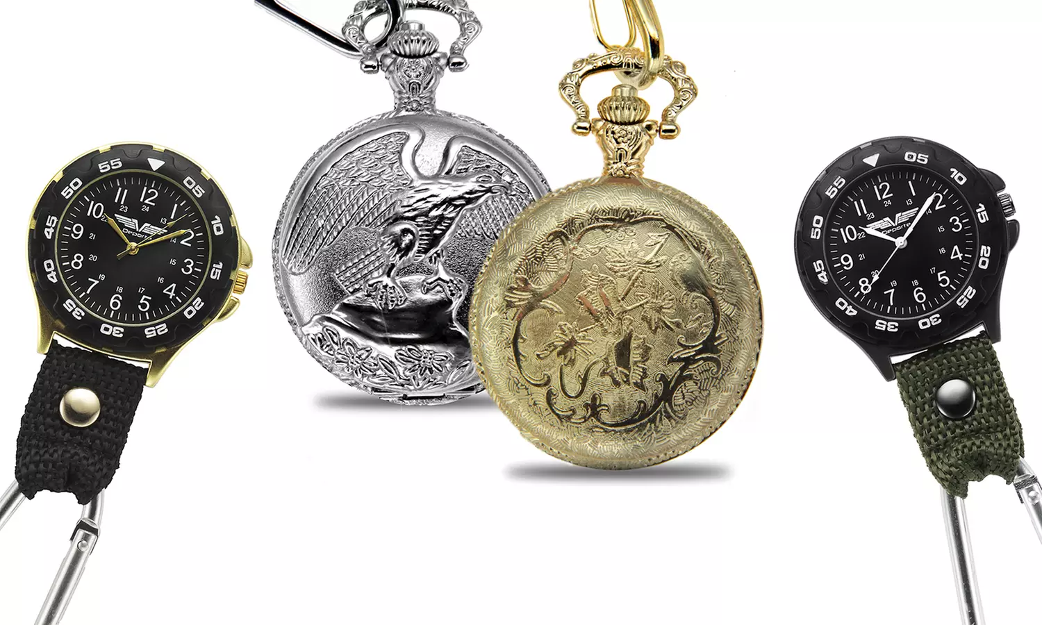 Assorted Pocket Watches and Clip-On Watches - Primary Image