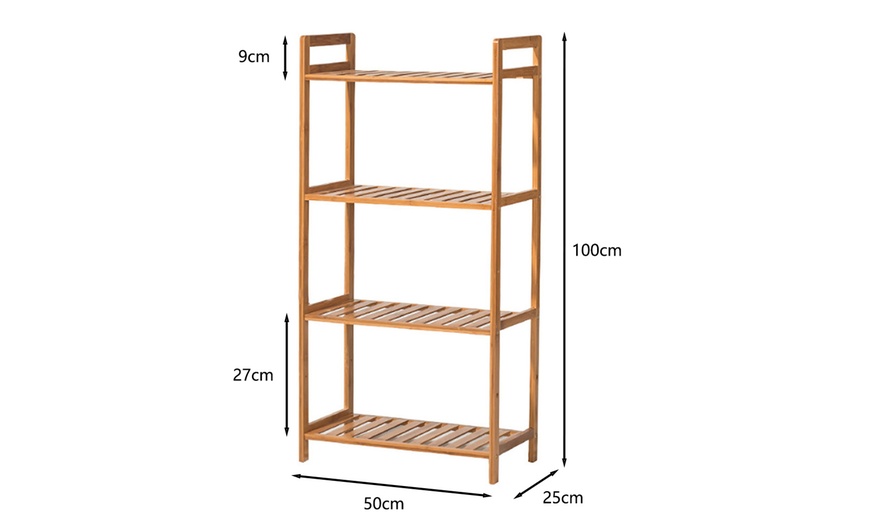 Image 9: Bamboo Wood-Tiered Book Storage Shelf Collection
