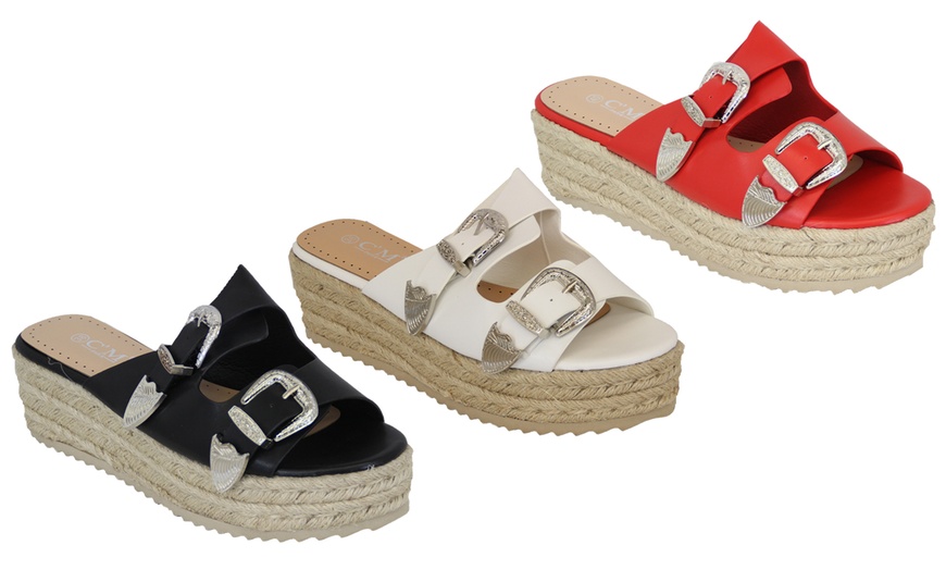 Image 1: Platform Mule Sandals