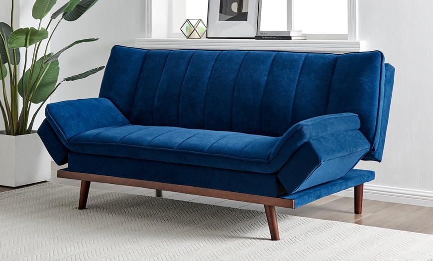 Image 1: Three-Seater Velvet Sofa Bed