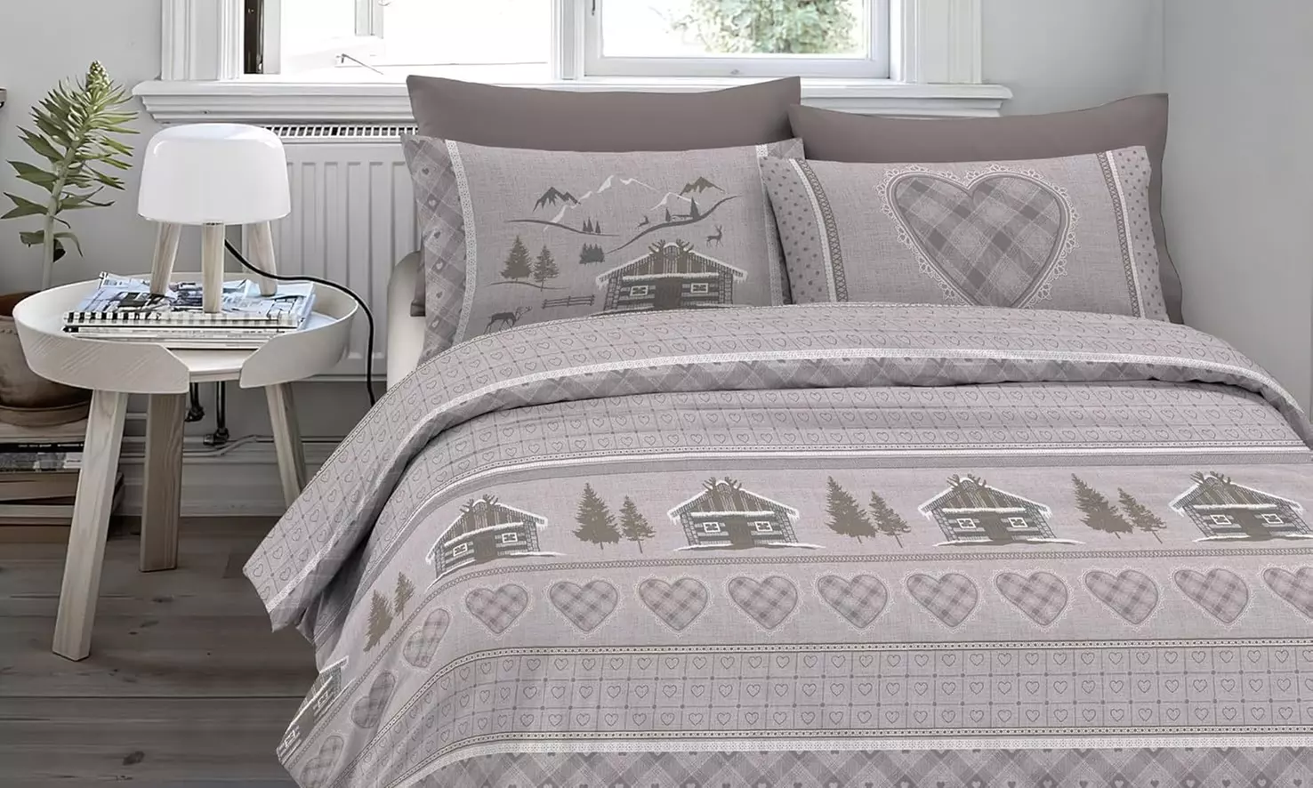 Flanell-Bettwäsche-Set mit winterlichem Motiv