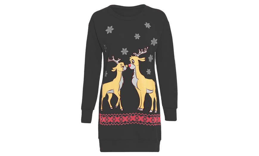 Image 3: Christmas Reindeer Sweater Dress