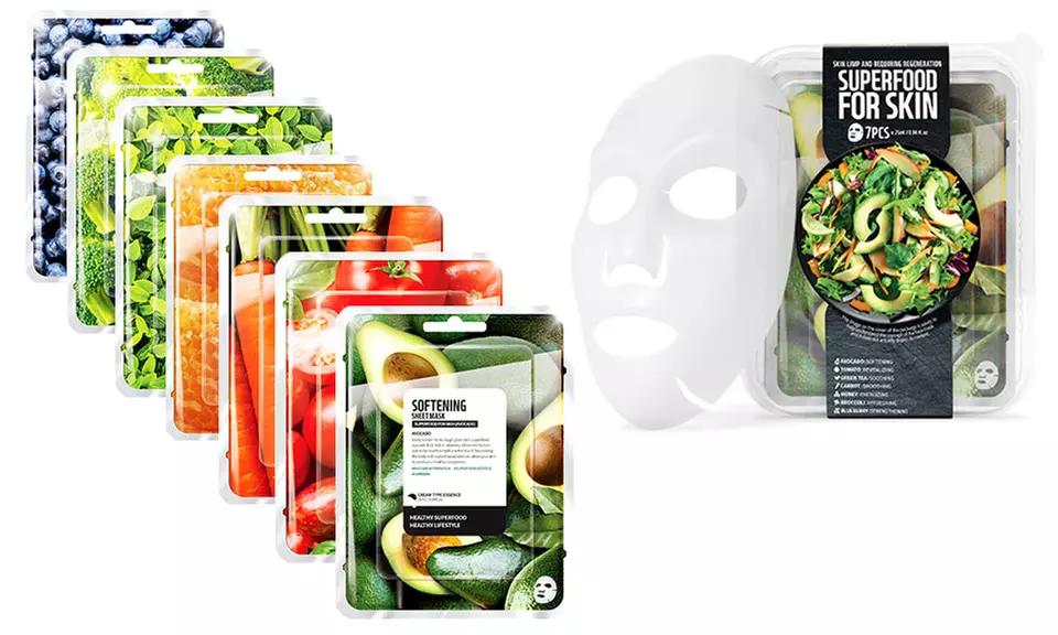 Seven-Pack of Energising Korean Superfood Vegan Face Masks - Primary Image