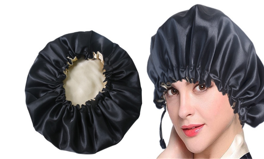 Image 2: Adjustable Satin Bonnet Night Sleep Cap