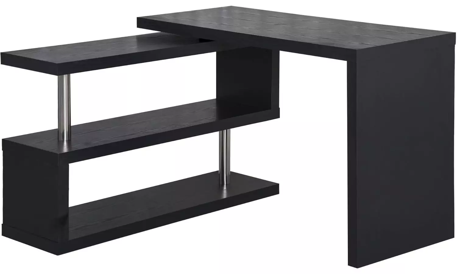 Homcom L-Shaped Desk with 360° Rotating Storage Shelves