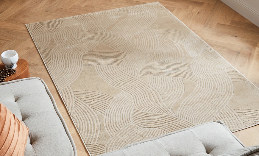 Image 9: Tapis poils ras à motif géométrique aux tons beige de Nazar Rugs