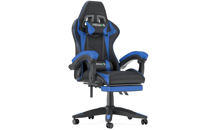 Image 3: Ergonomic Gaming Chair with Footrest