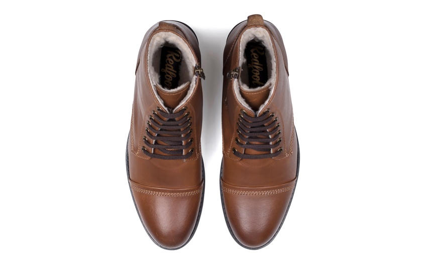 Image 22: Men's Fleece-Lined Leather Boots