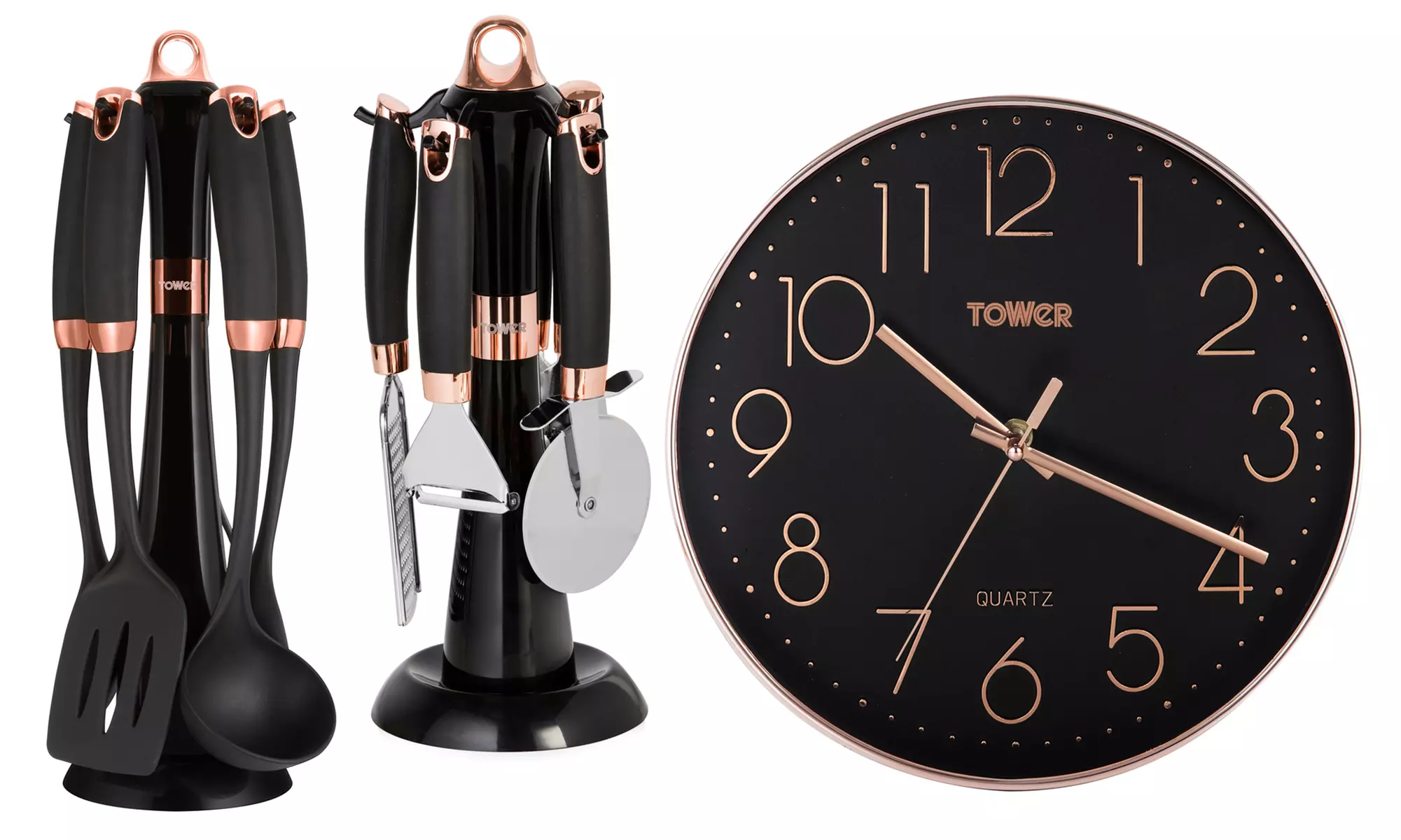 Tower Kitchen Utensils and Wall Clock With Free Delivery - Primary Image
