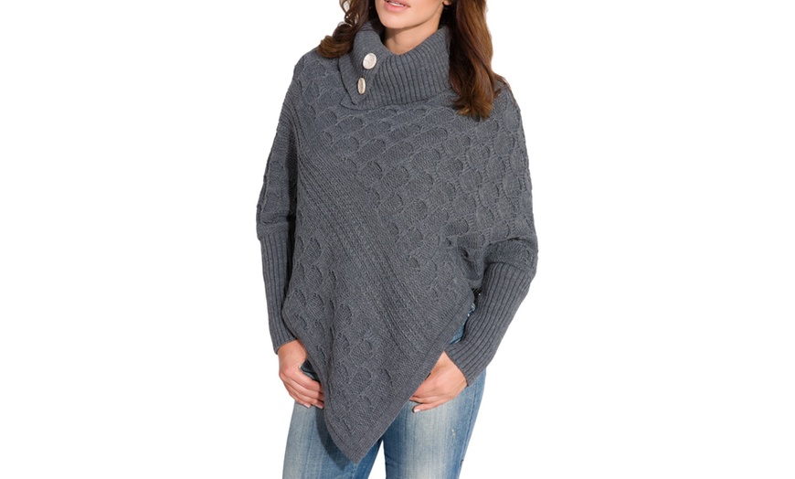 Image 3: Women's Roll-Neck Knitted Poncho