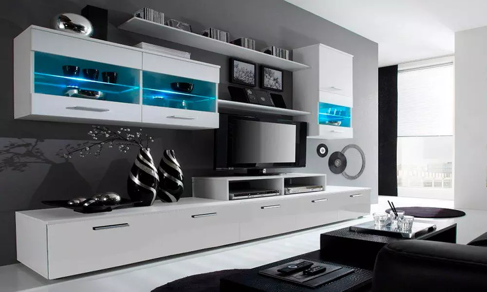 Mobili per soggiorno con luci LED, disponibili in 4 set e vari colori, con spedizione gratuita - Primary Image