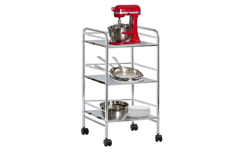 Image 3: Multifunctionele trolley met 3 niveaus en 4 zwenkwielen