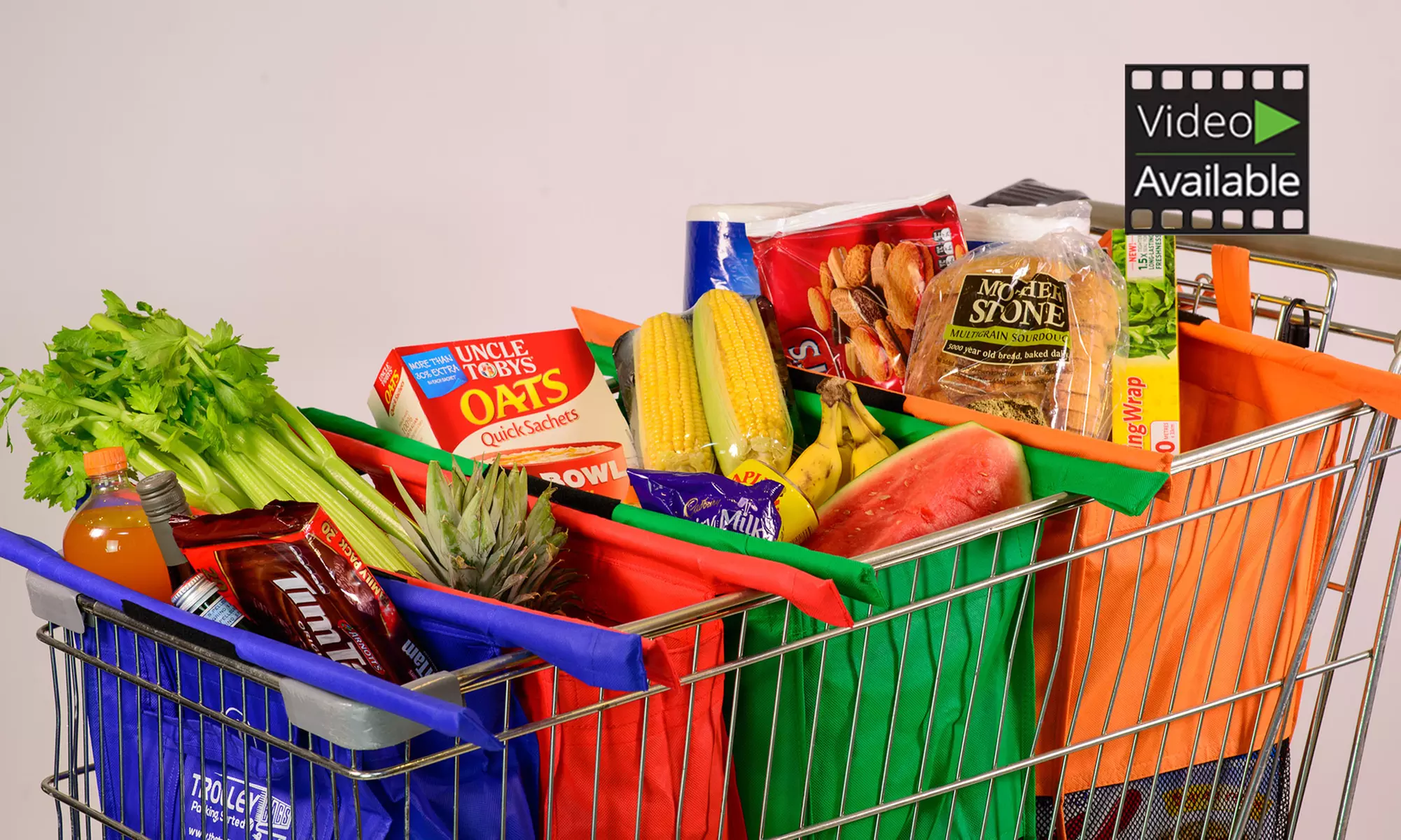 4er-Set Trolley-Taschen aus Leinen mit Klettverschluss - Primary Image