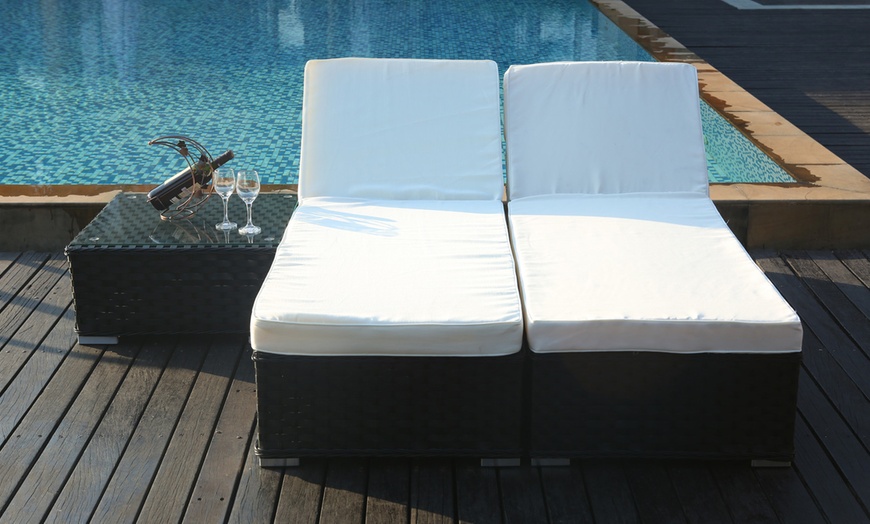 Image 5: Rattan-Effect Sun Lounger Set