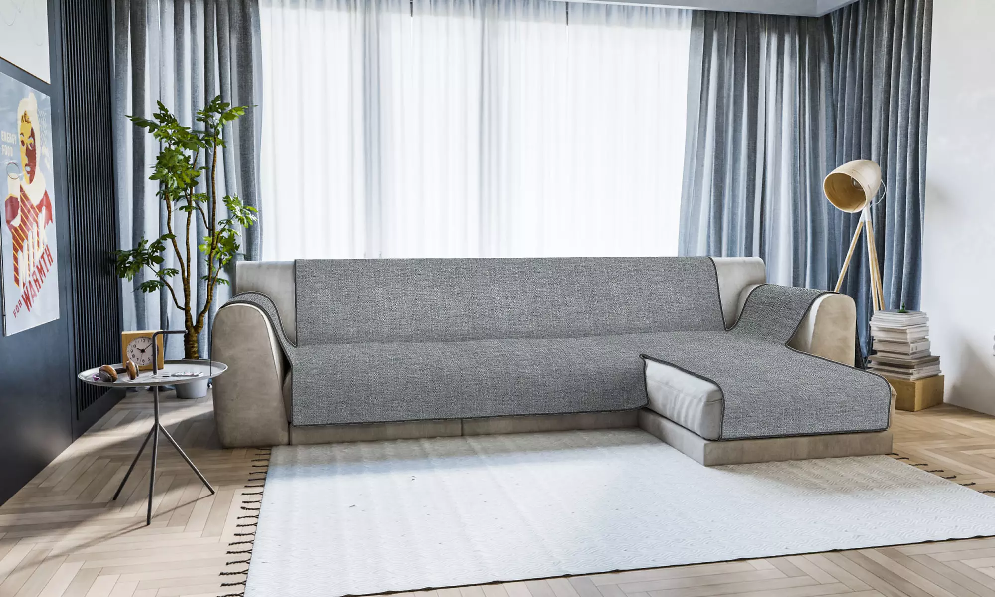 Copridivano antiscivolo con penisola