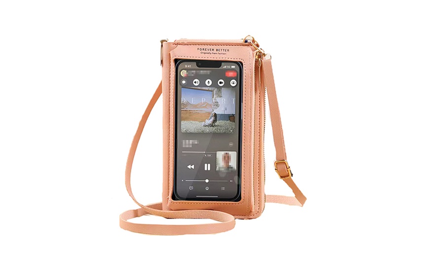 Image 5: Waterproof Crossbody Phone Bag with USB Charger Port