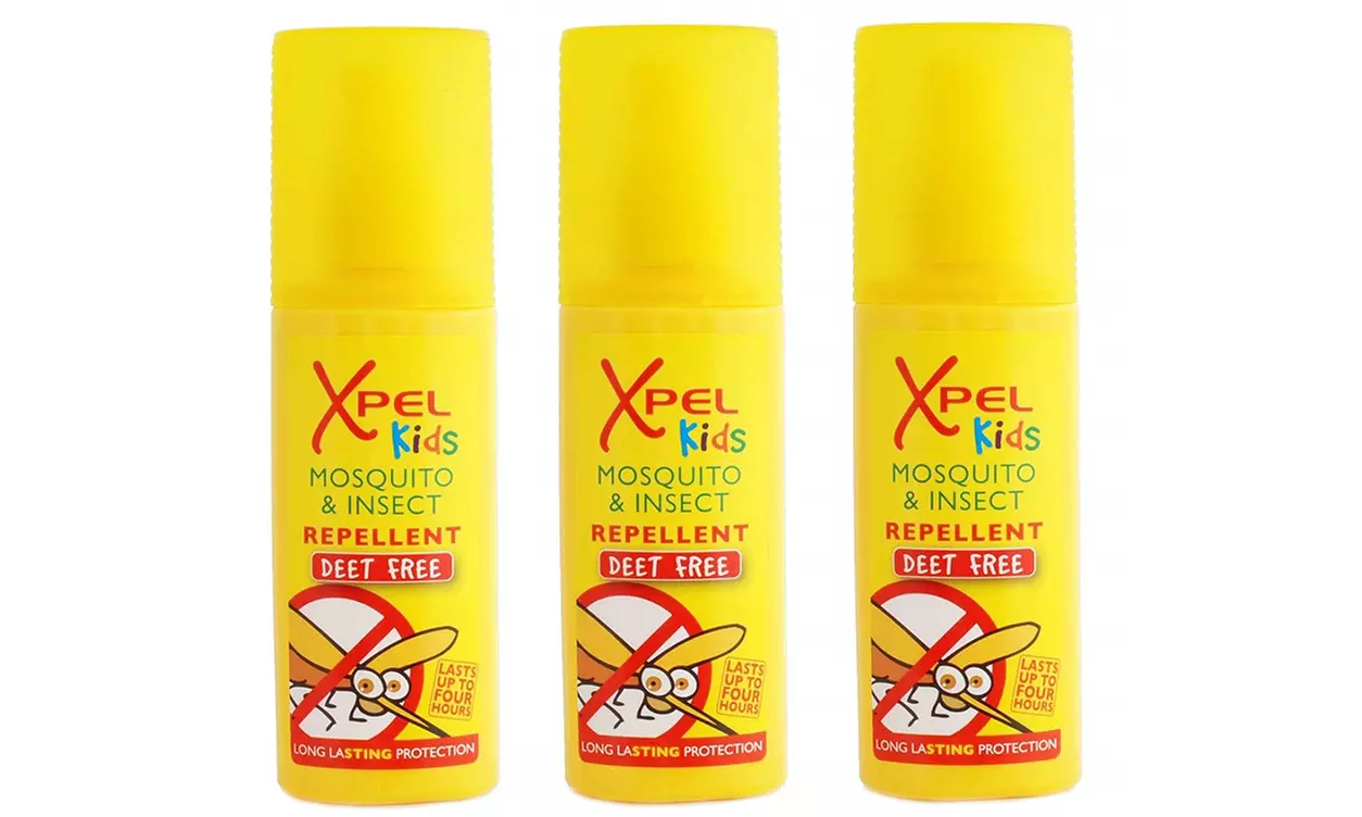 Three Packs of Xpel Kids Deet Free Mosquito and Insect Repellent Spray 70ml - Primary Image