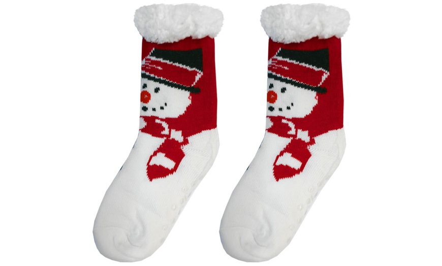 Image 29: Warm Winter Lined Christmas Slipper Socks