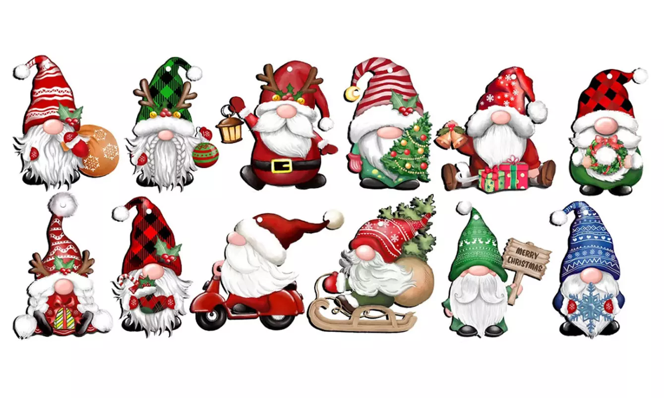 Conjunto de 24 adornos navideños de madera