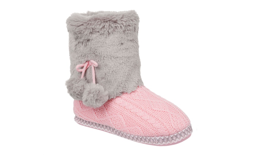 Image 7: Women's Pom Pom Boot Slippers