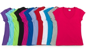 12-Pack of Women's V-neck T-shirts