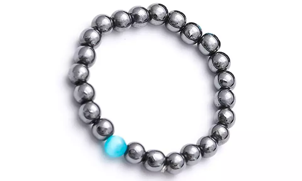 1x, 2x oder 3x Hämatit-Armband mit blauer Opal-Perle